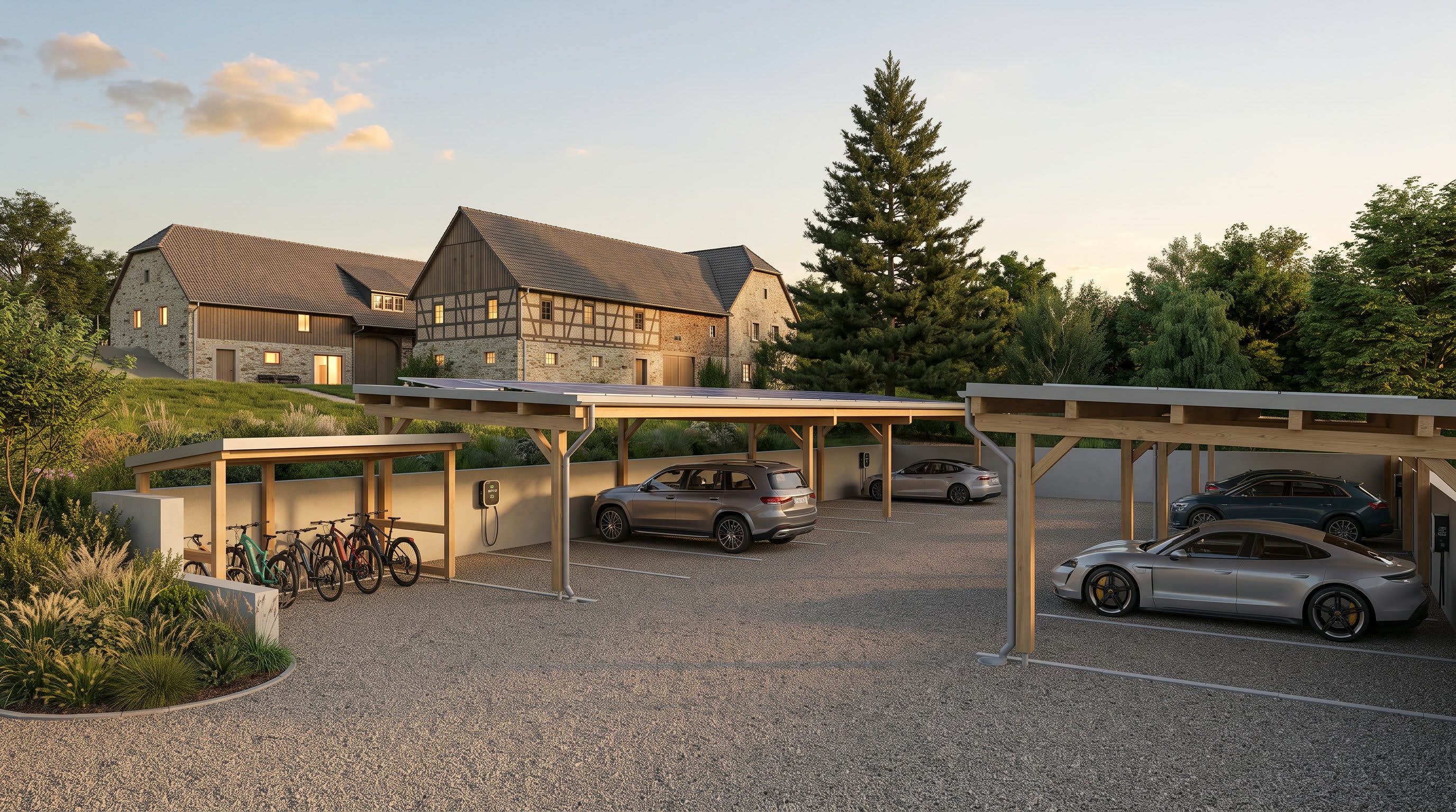 Visualisierung — Carport und Stellplatzanlage