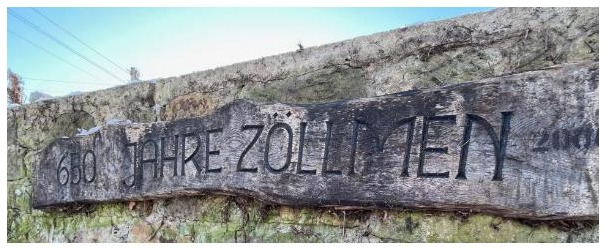 Mauer „600 Jahre Zöllmen“ im Ortskern